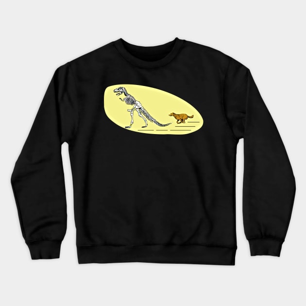 T Rex Dinosaur Skeleton And Dog Crewneck Sweatshirt by Redmanrooster